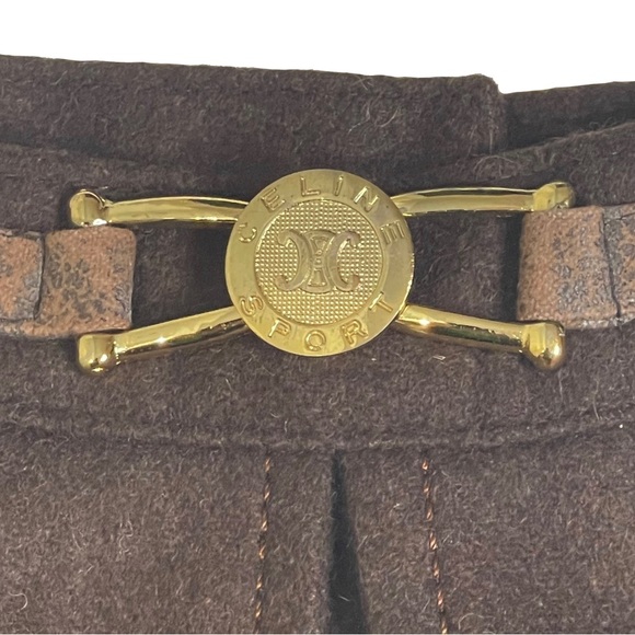 Vintage: Celine Sport ༄ Embroidered Wool Pencil Split Skirt༄ Gold Logo Hardware༄ - Picture 7 of 16
